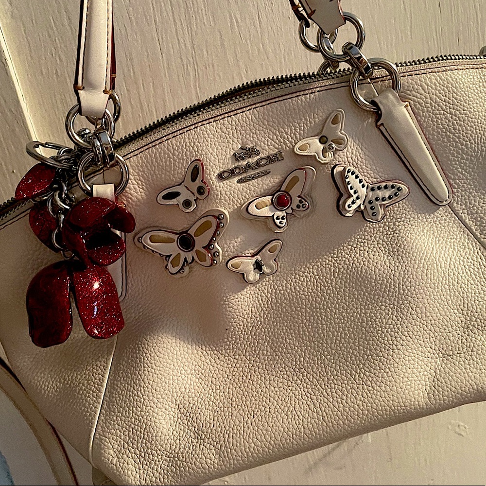 White and red butterfly vintage Y2K leather coach bag